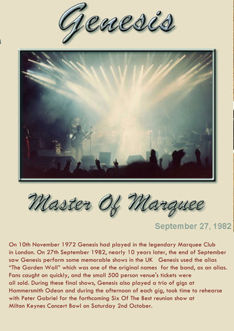 Genesis - Live At The Marquee Club, September 27, 1982 2CDr Set